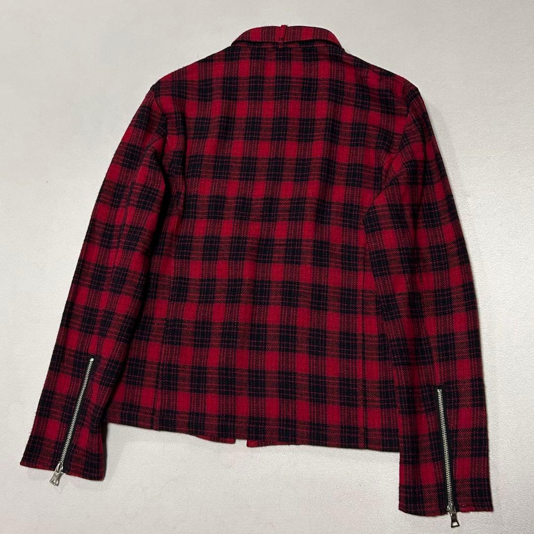 00s タータンチェック フランネル ダブルジップ ライダース 八の字 お兄系