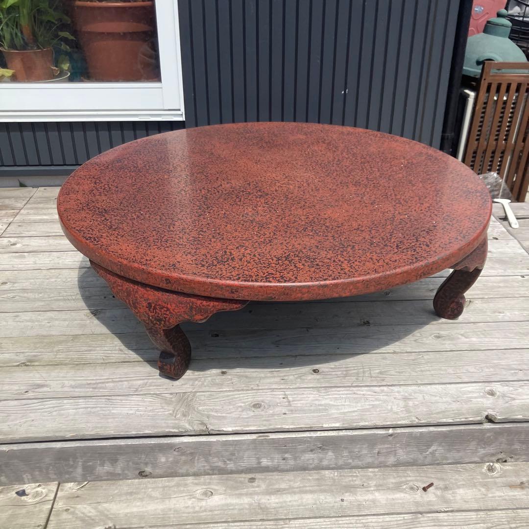 昭和レトロ 津軽塗り 螺鈿 円卓 座卓 ちゃぶ台 センターテーブル ローテーブル