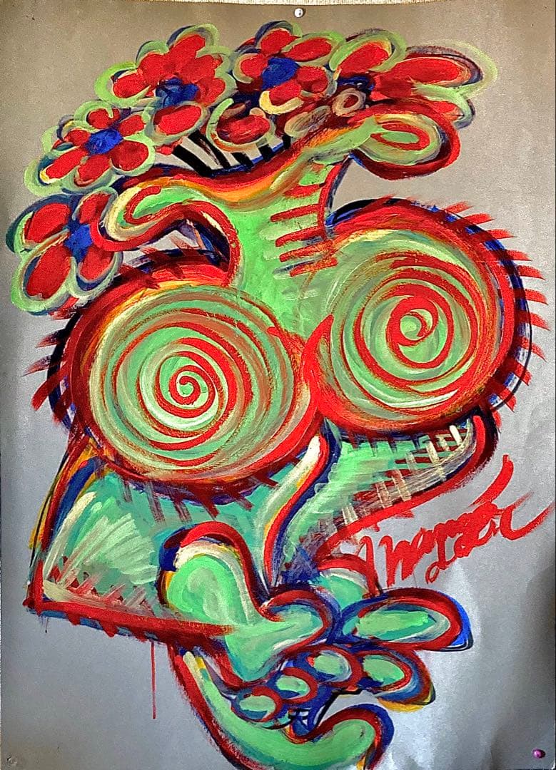 MANGADELIC アクリル画 抽象 女性の花瓶の形