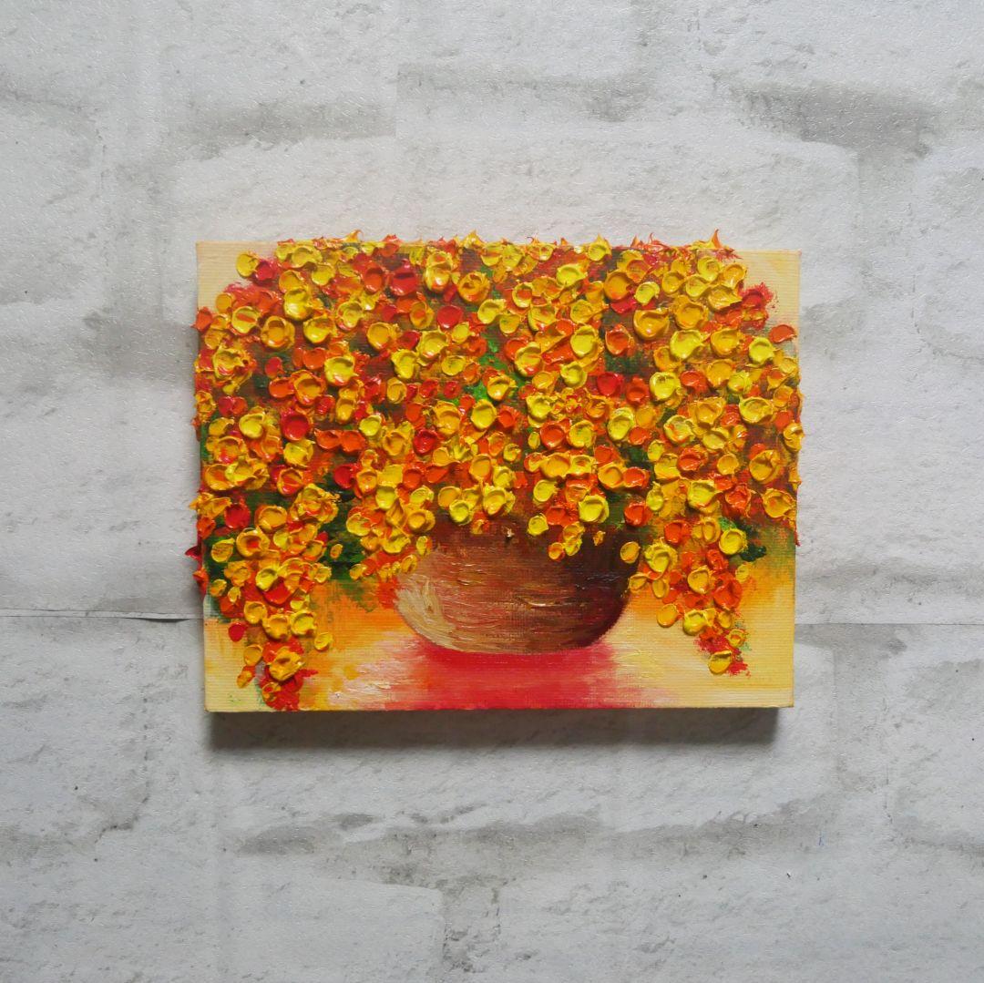 油絵 油彩 油彩画 絵 絵画 F0号【ミモザ】