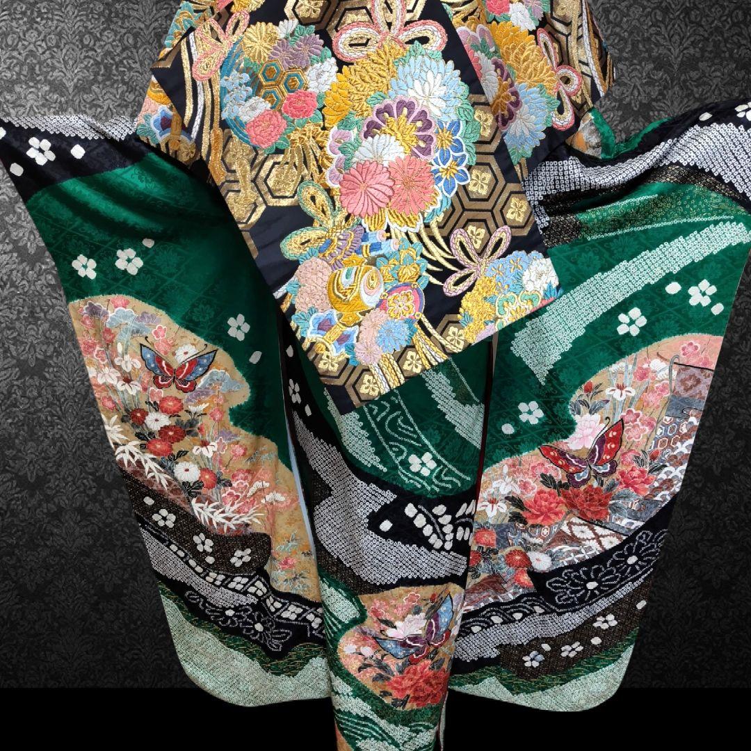 振袖フルセット(7点)・成人式・絞り・鹿の子 ・金彩・古典・熨斗