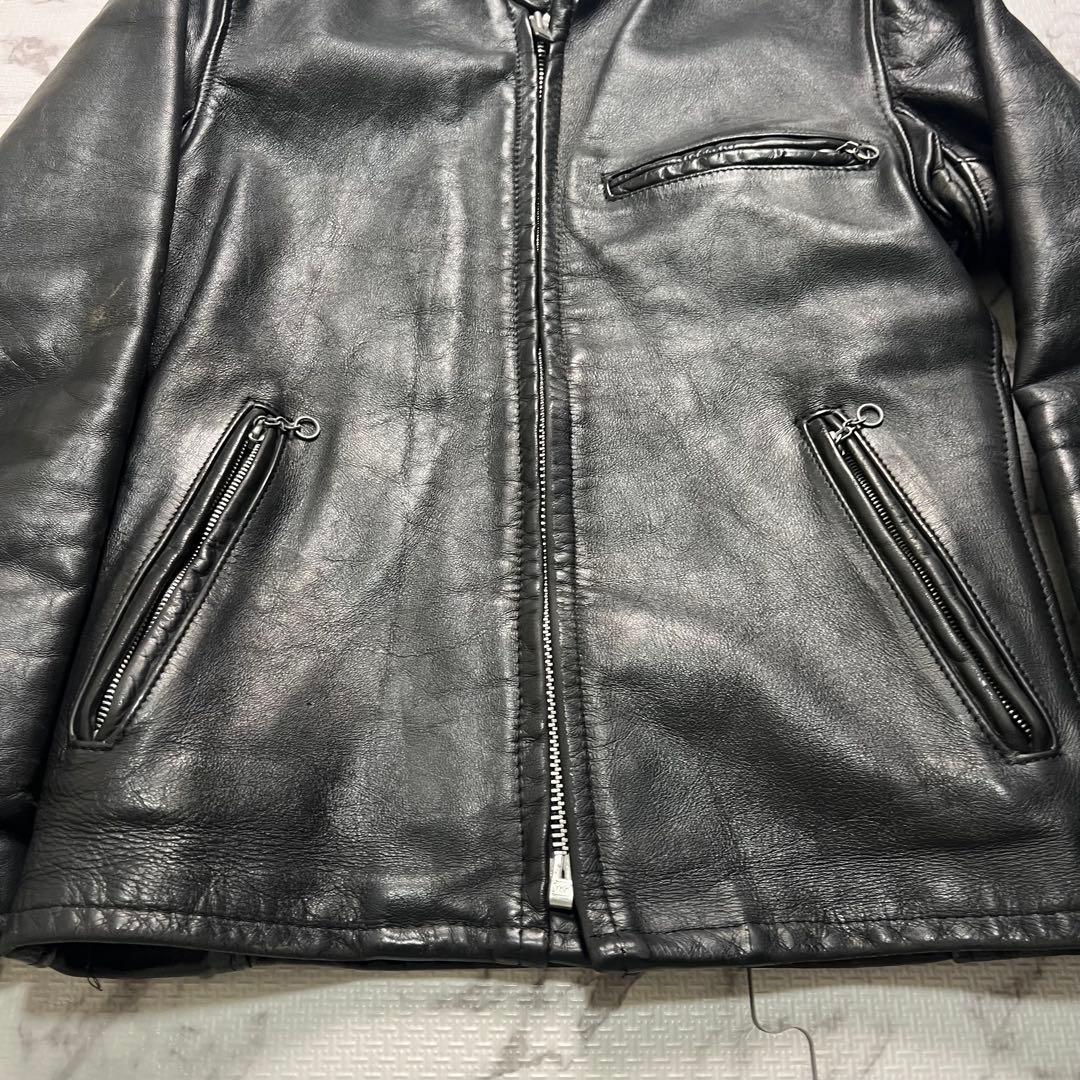【米国製】schott シングルライダース 34size 黒 カウハイド 641