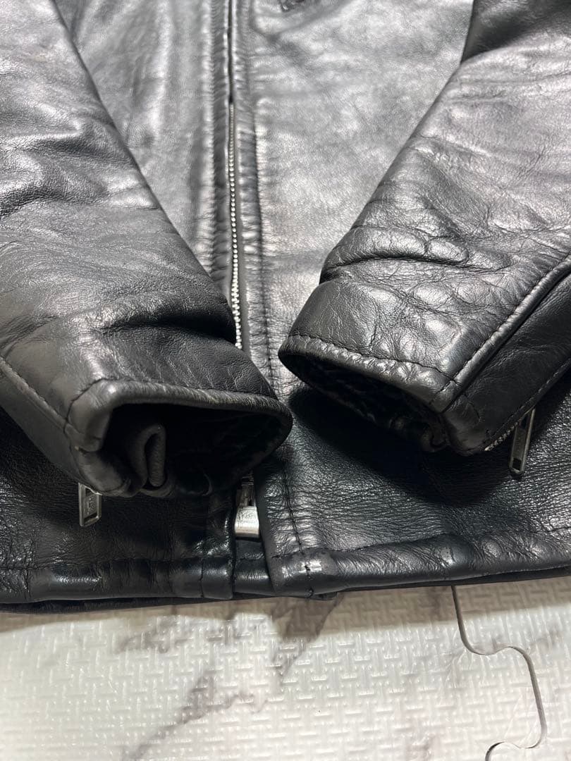 【米国製】schott シングルライダース 34size 黒 カウハイド 641