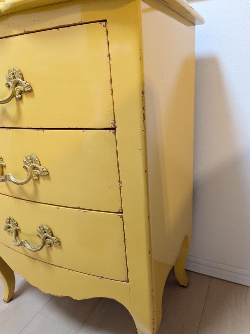 カントリーコーナー　3段引き出しチェスト　黄色