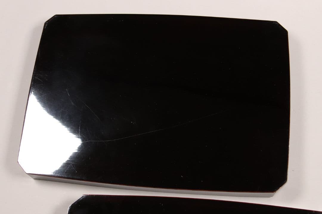 MA6 木製漆器 草花金蒔絵 黒塗 長方盆 大小一組 木箱入 切金 梨地 菊