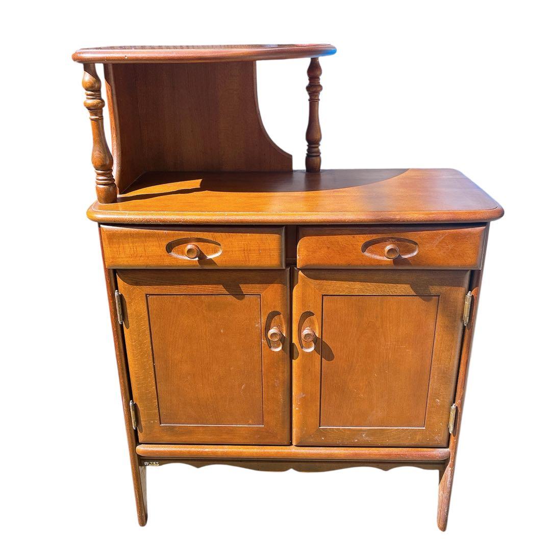 カリモク 木製 電話台 昭和レトロ オールド コロニアル 希少 ラック 天然木