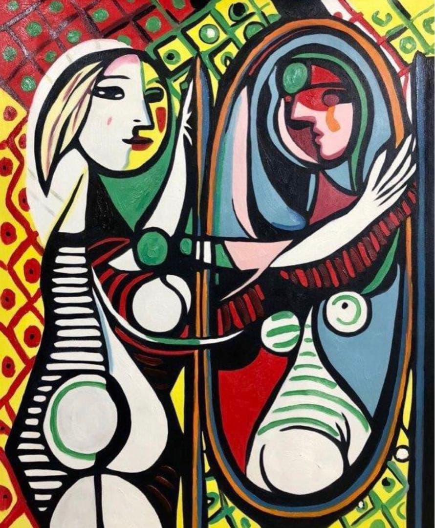 肉筆☆油絵☆F20号『鏡の中の少女』ピカソ/模写