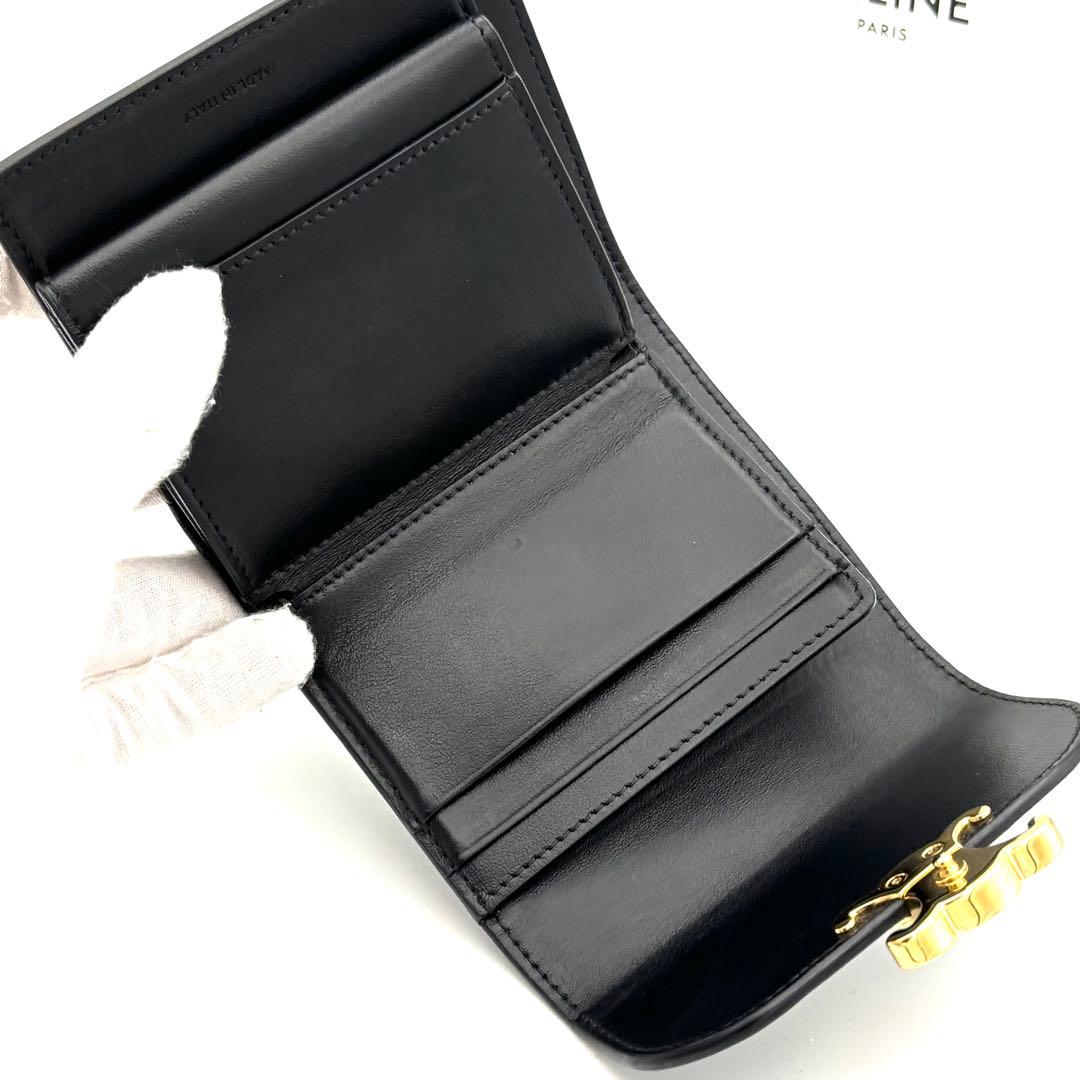 ☆美品☆セリーヌ 財布 トリオンフ スモールフラップウォレット ブラック 黒