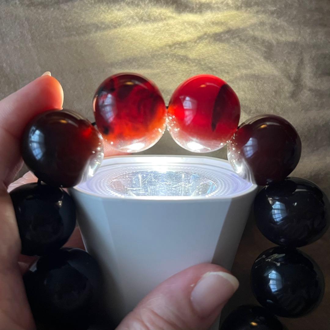 22mm 天然 琥珀 ブルー アンバー チェリー ブレスレット 高品質 アンバー