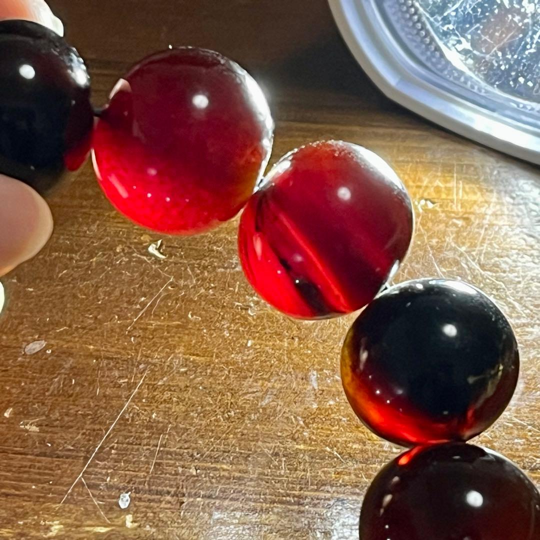 22mm 天然 琥珀 ブルー アンバー チェリー ブレスレット 高品質 アンバー