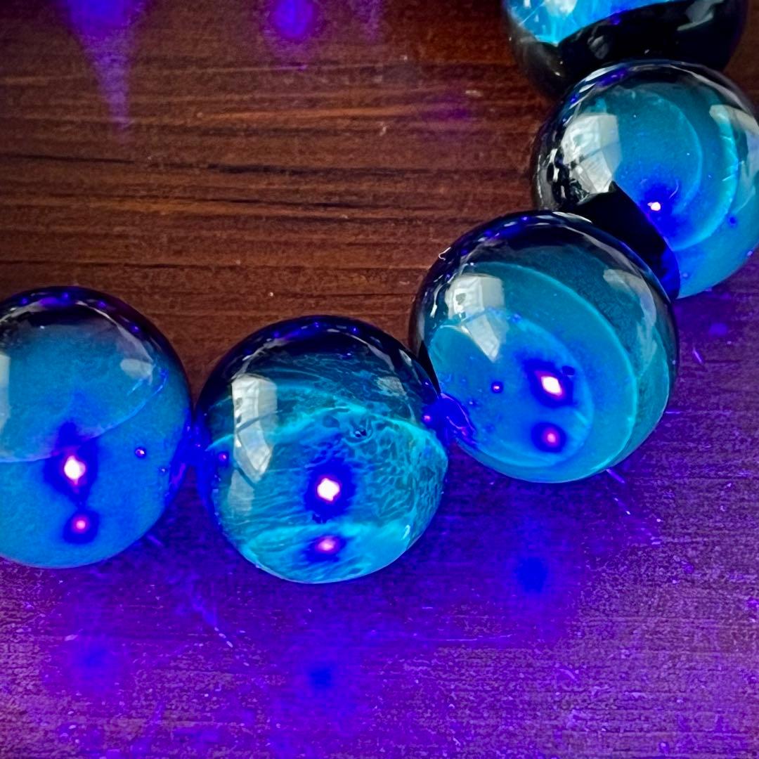 22mm 天然 琥珀 ブルー アンバー チェリー ブレスレット 高品質 アンバー