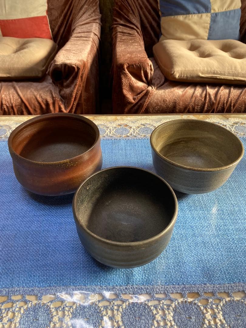 3種の抹茶椀(茶色・黒色・灰色)