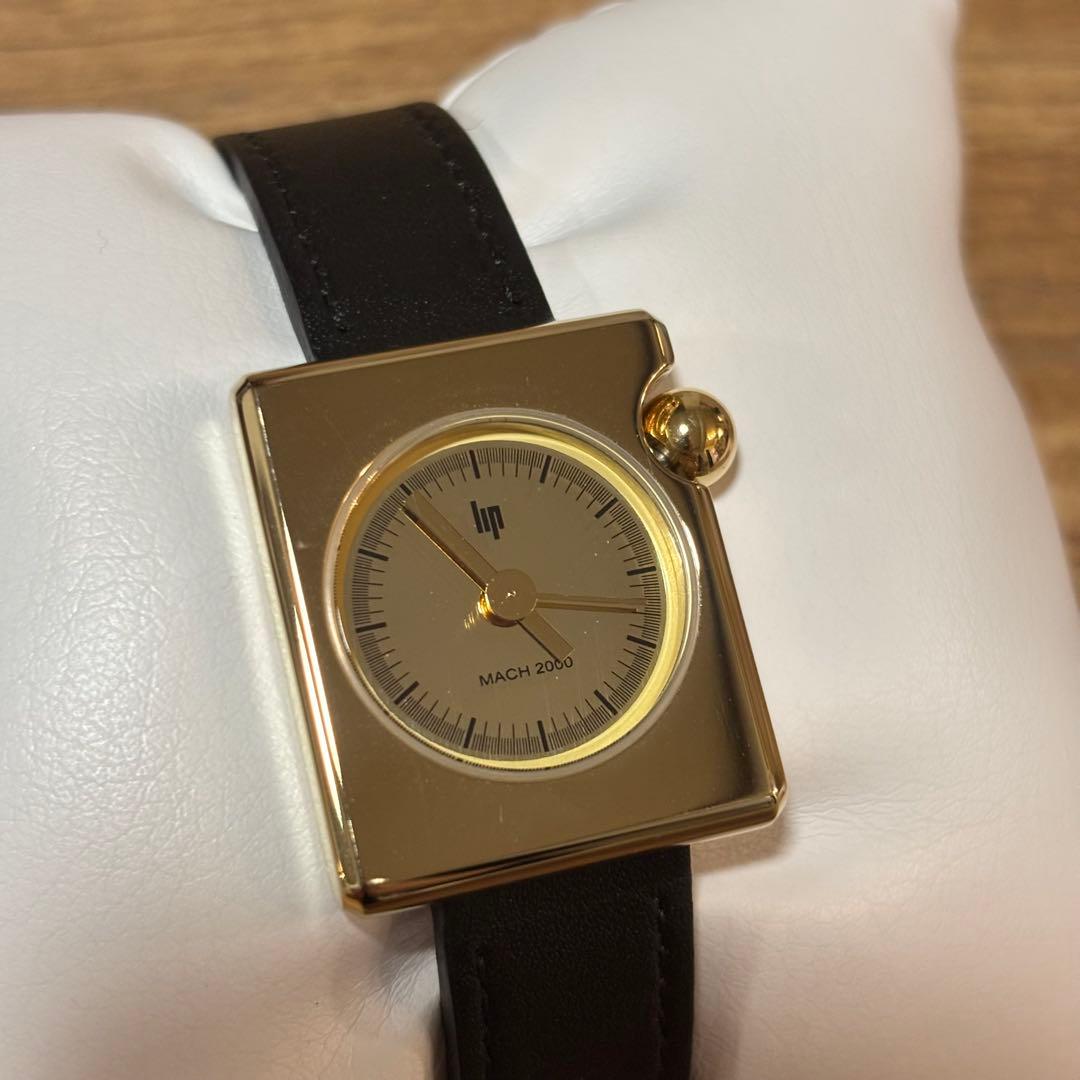 LIP【リップ】マッハ2000ミニフランス製 レザー ブラック ゴールド 腕時計