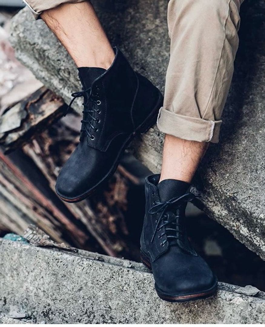 編上靴　黒　本革　代用品