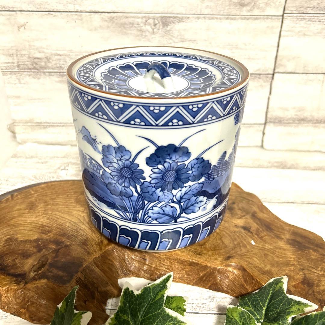 清水焼　京焼　平安 景雲　手塚景雲　染付花鳥山水画　水指　水差し　茶道具 茶道