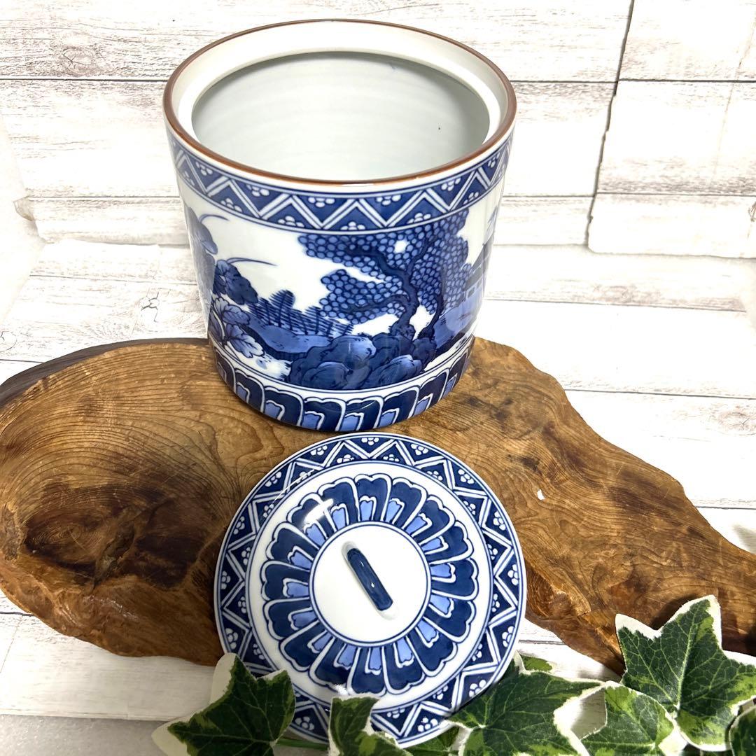 清水焼　京焼　平安 景雲　手塚景雲　染付花鳥山水画　水指　水差し　茶道具 茶道