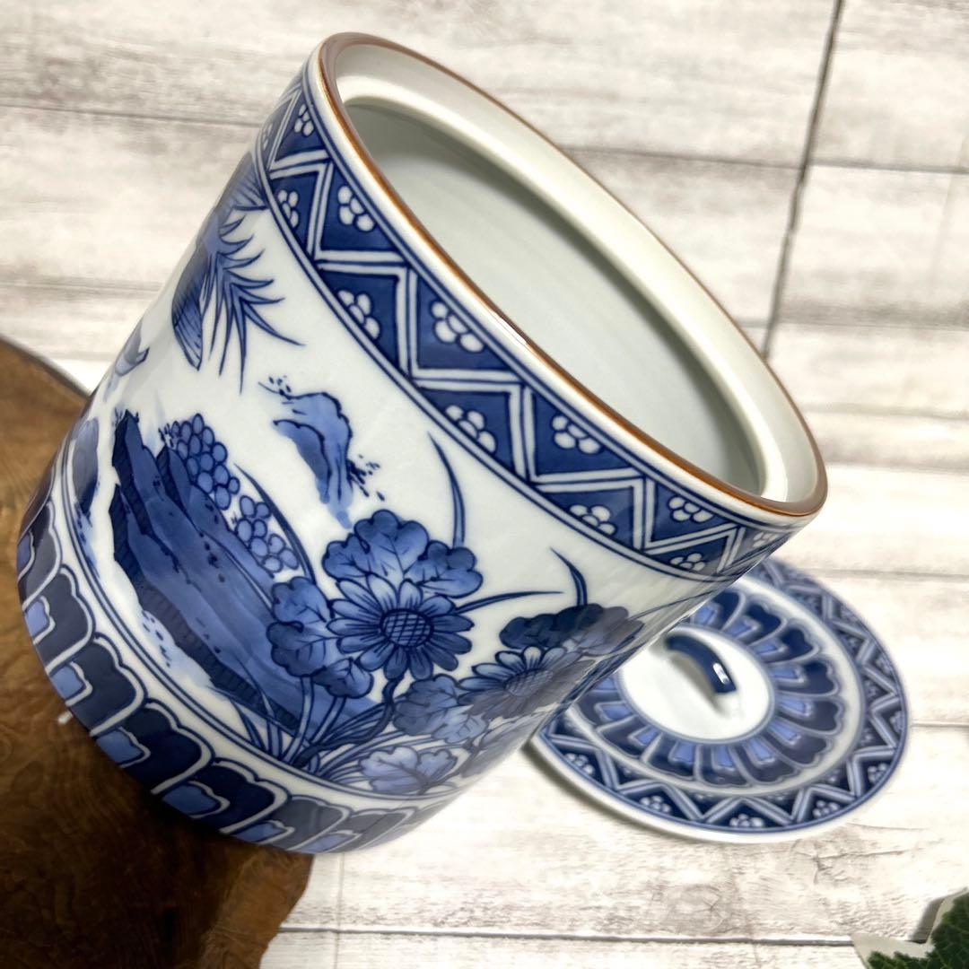 清水焼　京焼　平安 景雲　手塚景雲　染付花鳥山水画　水指　水差し　茶道具 茶道