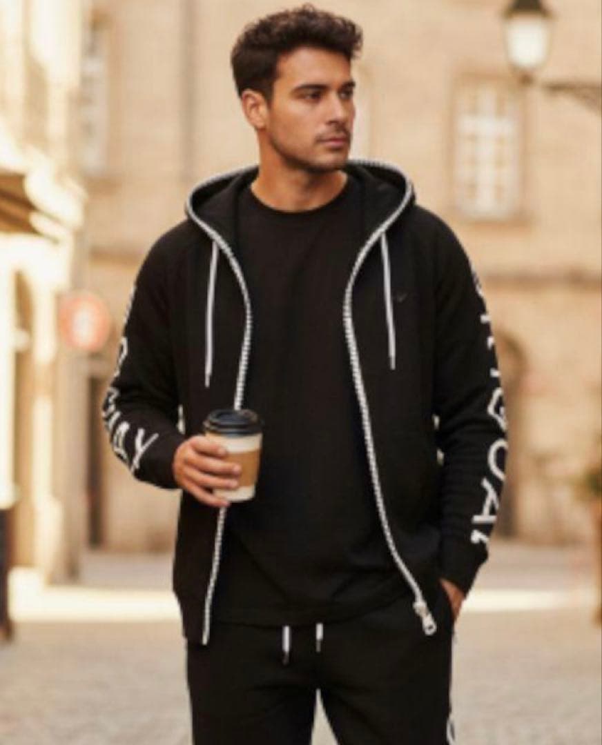 ウノピュウ　ジップアップパーカー ビッグファスナー 袖ロゴ M