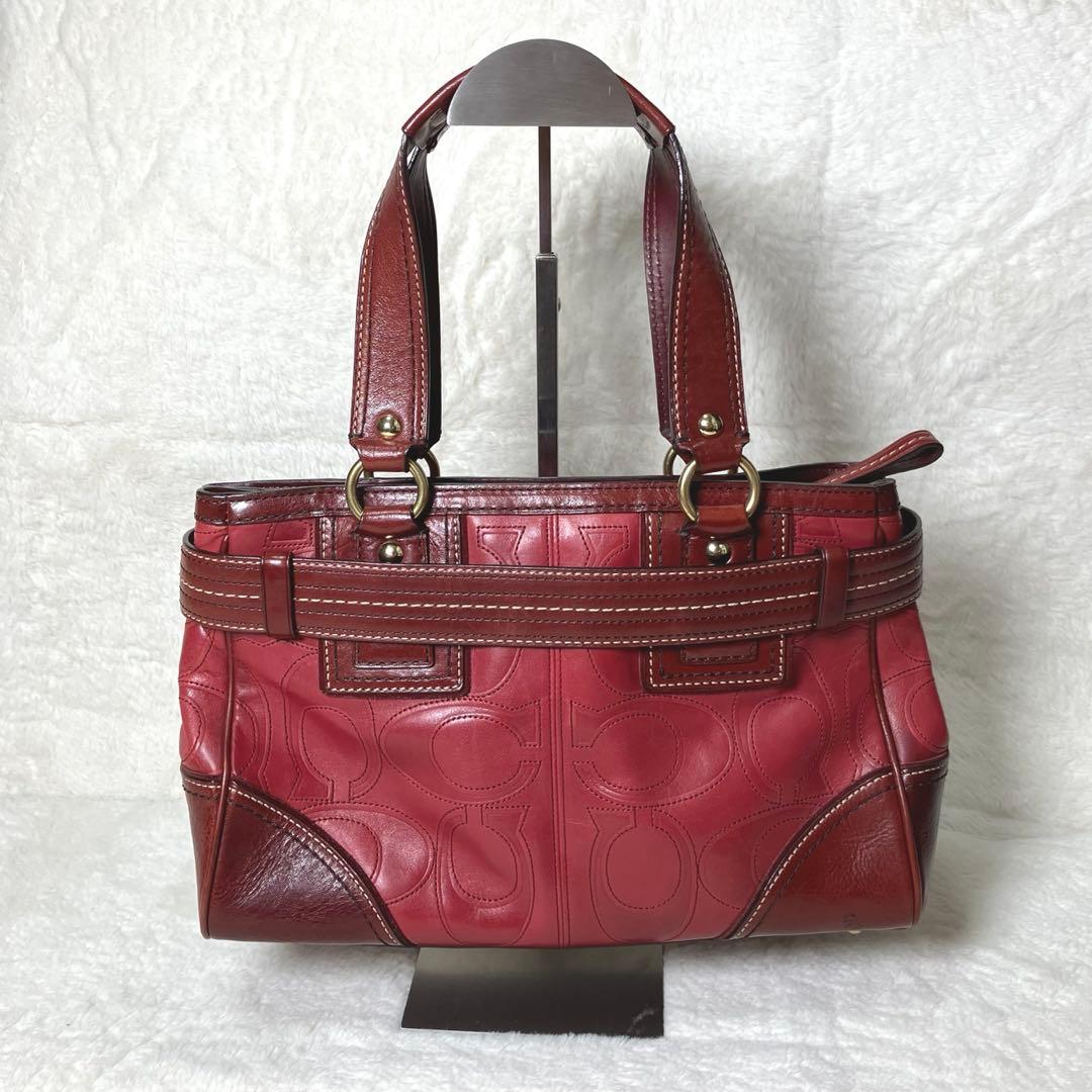【希少】COACH✨ハンドバッグ　シグネチャー　タッセル　レザー　オールドコーチ