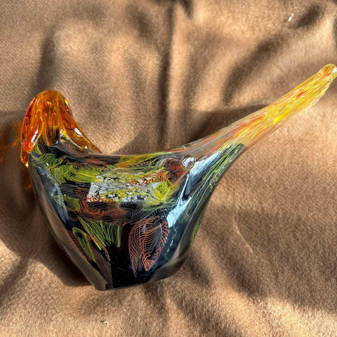 美品　ガラス製鳥の置物 2羽セット