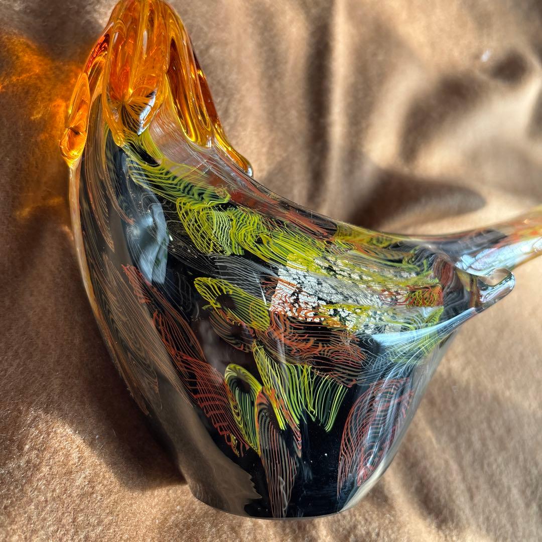 美品　ガラス製鳥の置物 2羽セット