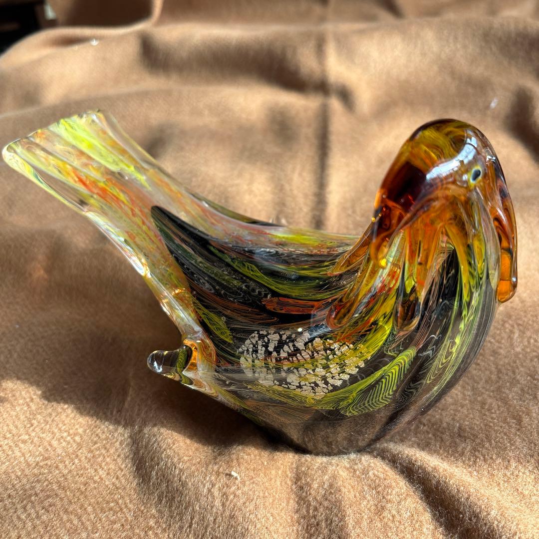 美品　ガラス製鳥の置物 2羽セット