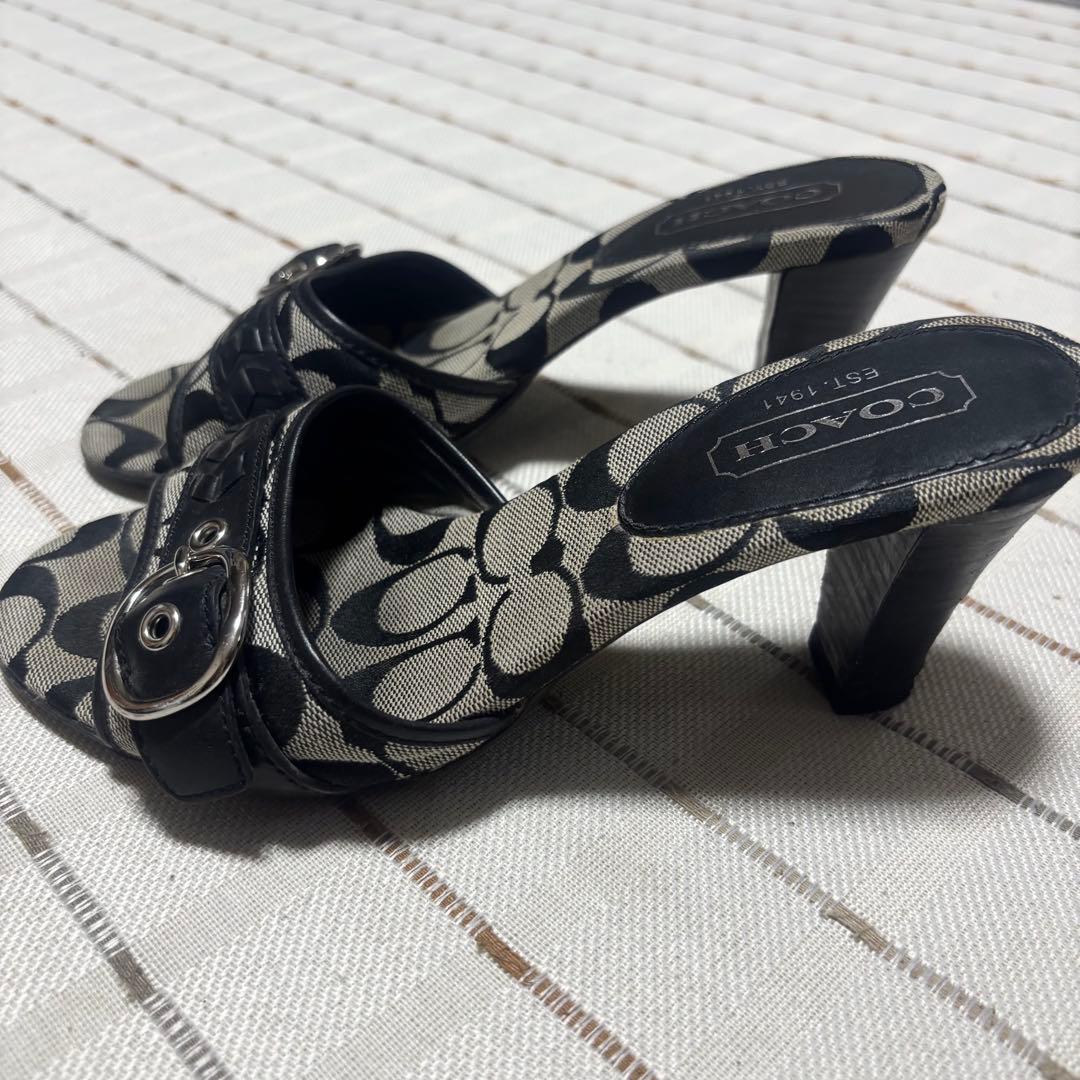 COACH サンダル ミュール 黒/ベージュ