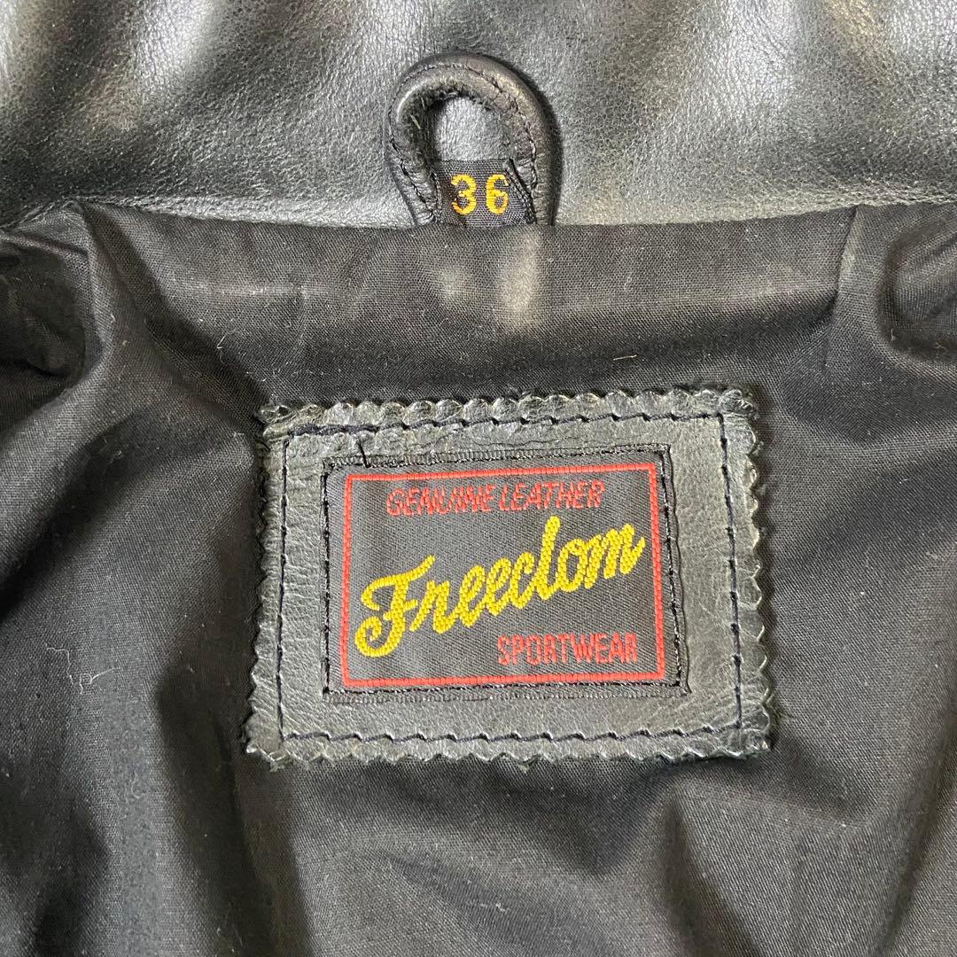 【本革】フリーダム 牛革 レザー シングルライダースジャケット ブラック 36