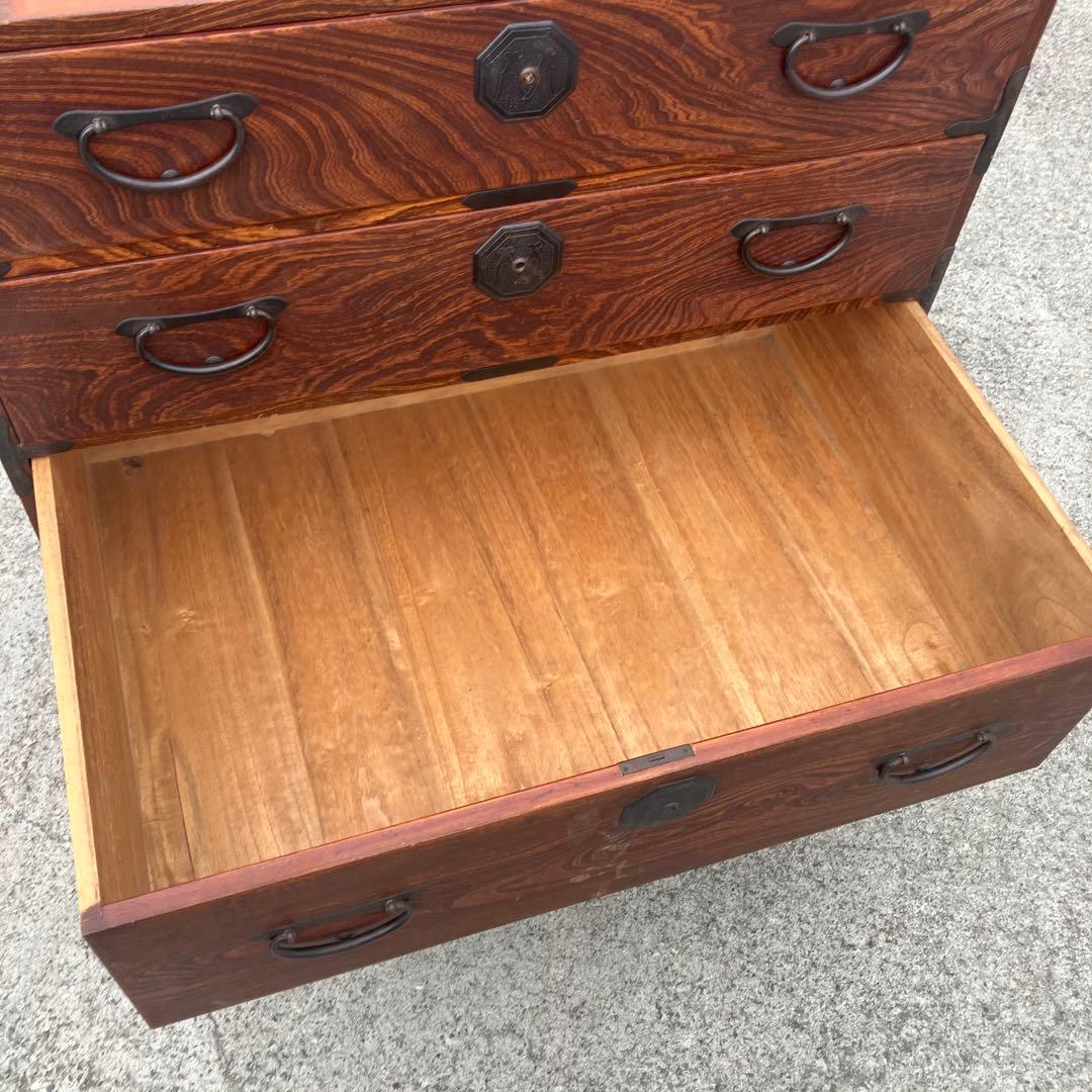 ① 昭和レトロ 古家具 大型 仙台箪笥 4段 引き出し時代箪笥 古家具ビンテージ