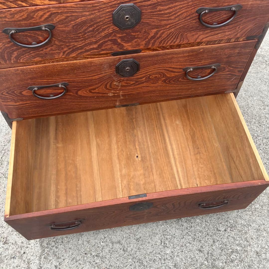 ① 昭和レトロ 古家具 大型 仙台箪笥 4段 引き出し時代箪笥 古家具ビンテージ