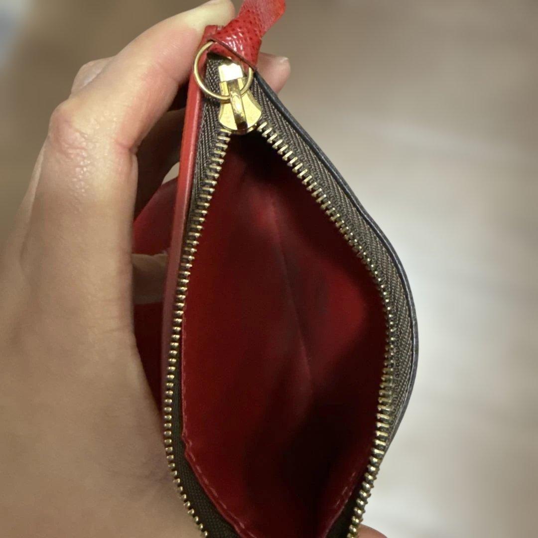 ダミエパターン 二つ折り財布 ブラウン