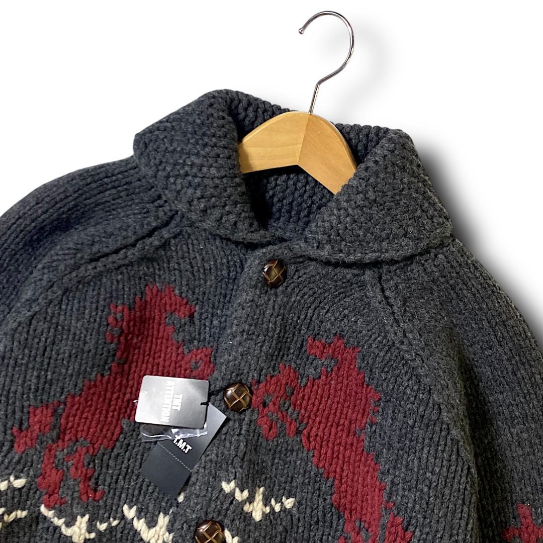 L 定価6600円 TMT カウチンニット カーディガン ニットブルゾン 黒