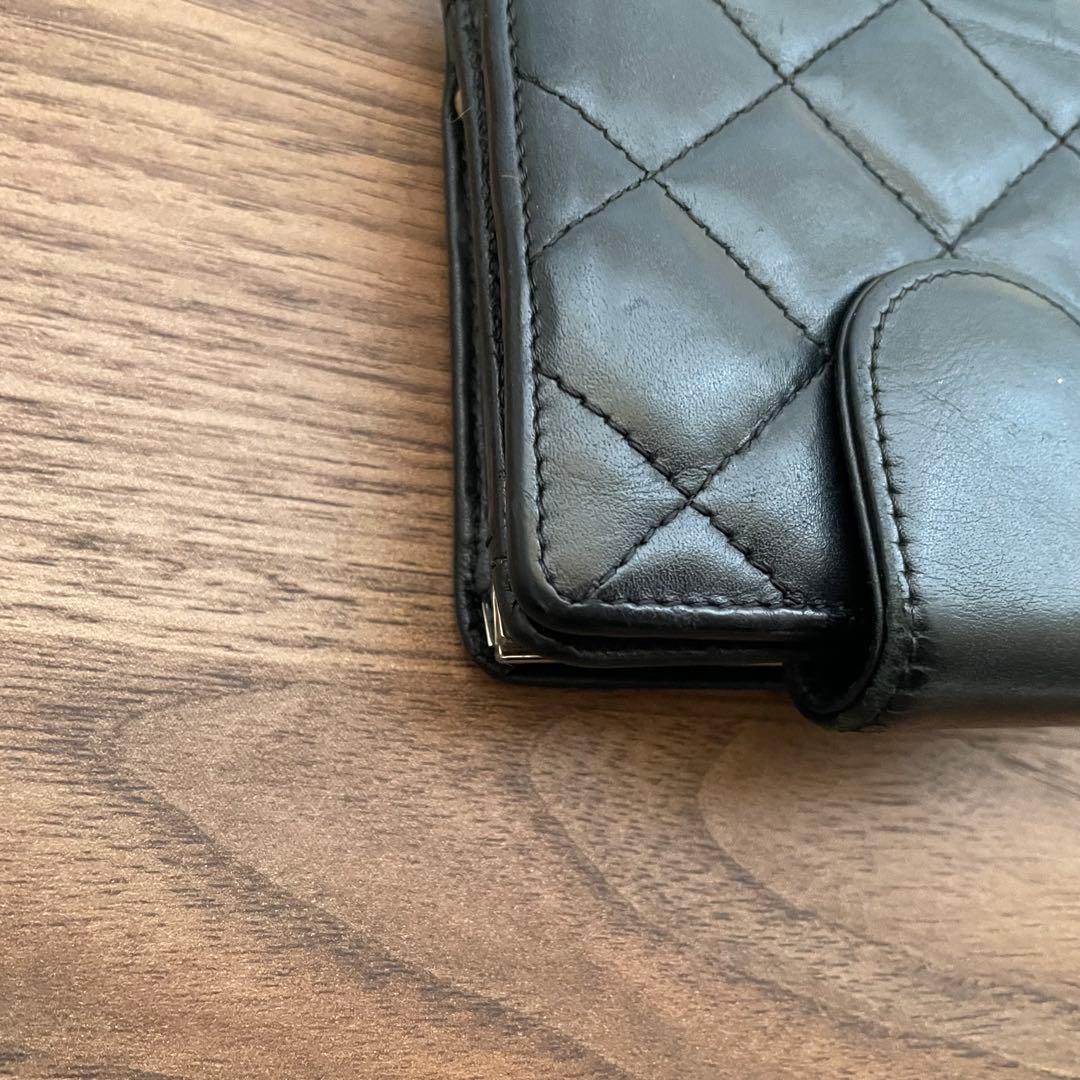 シャネル　カンボンライン　財布　ブラック