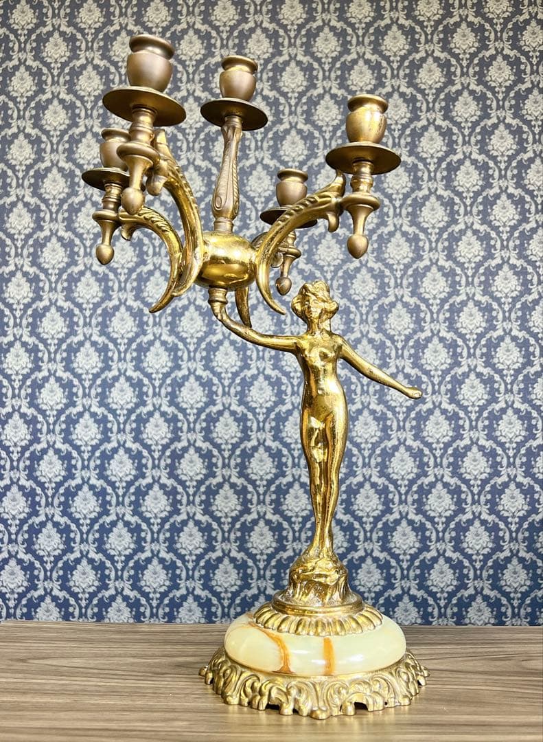フランス製アンティーク　キャンドルスタンド　5灯　真鍮　ブラス製