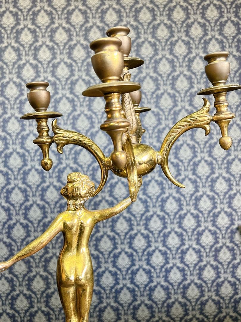 フランス製アンティーク　キャンドルスタンド　5灯　真鍮　ブラス製