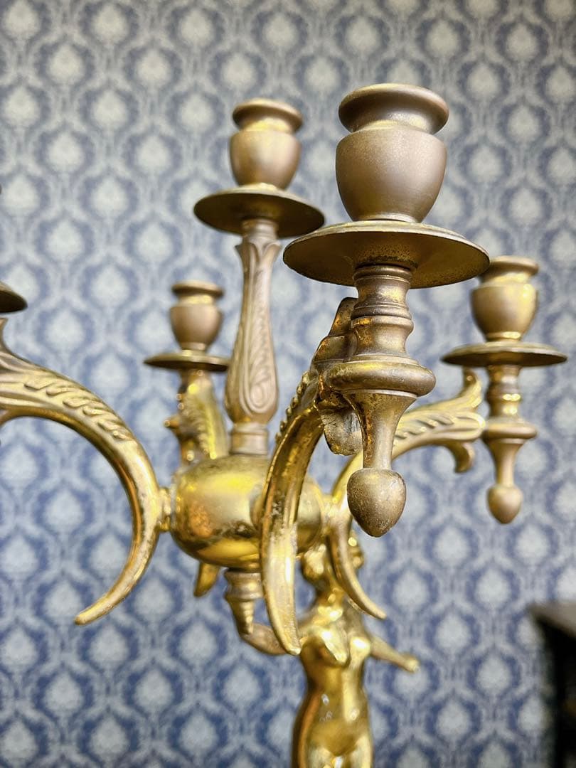 フランス製アンティーク　キャンドルスタンド　5灯　真鍮　ブラス製