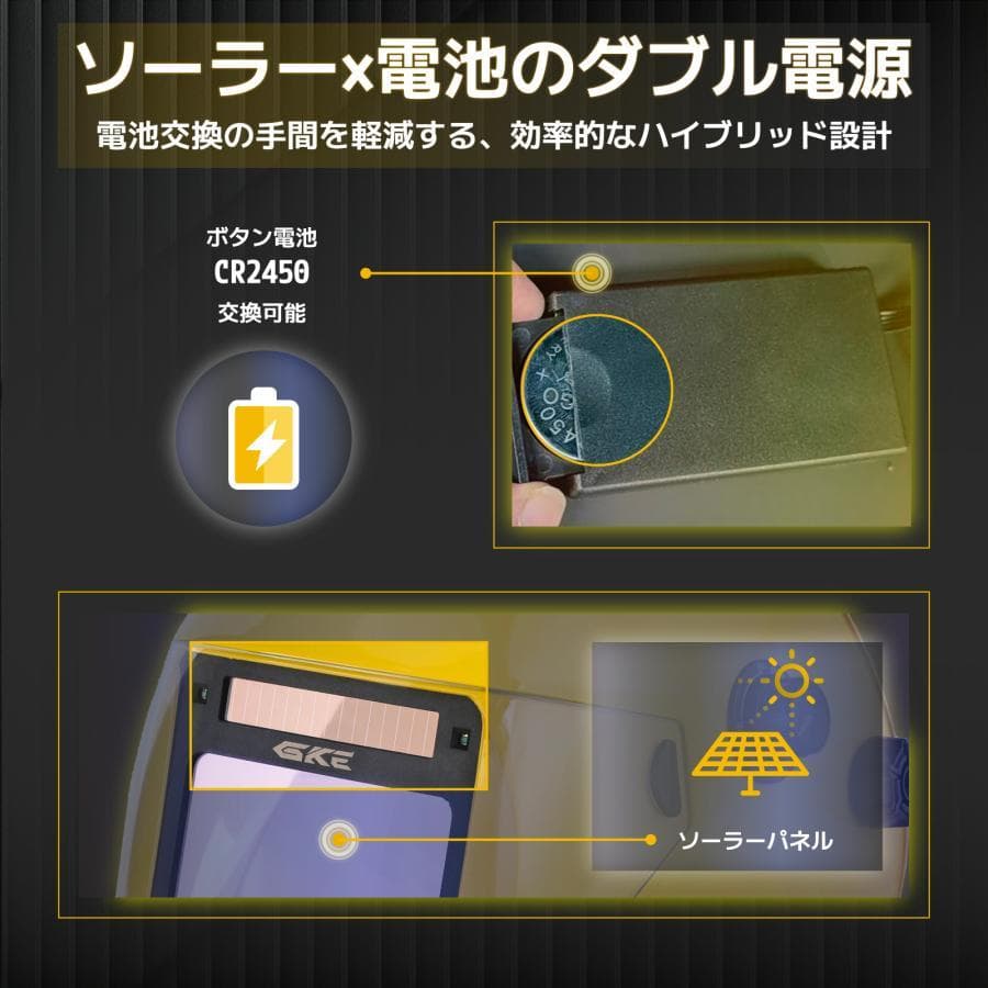 ★溶接面★GKE 自動遮光 0.0001秒自動遮光 遮光度DIN3.5/5-9/