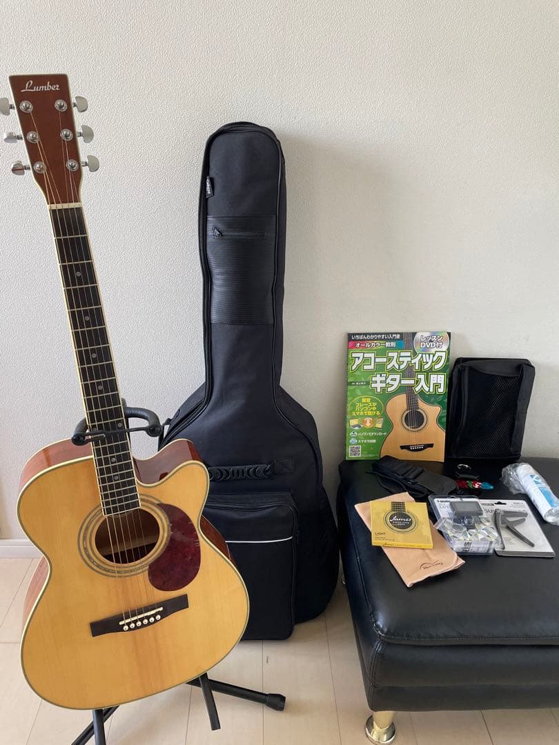 島村楽器✨Lumber ランバーアコギ ギター【付属品/教本/ケース&スタンド❗️