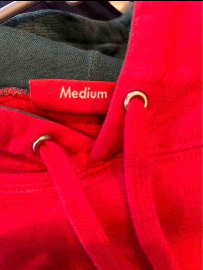 SUPREME フード付きパーカー レッド/グレー