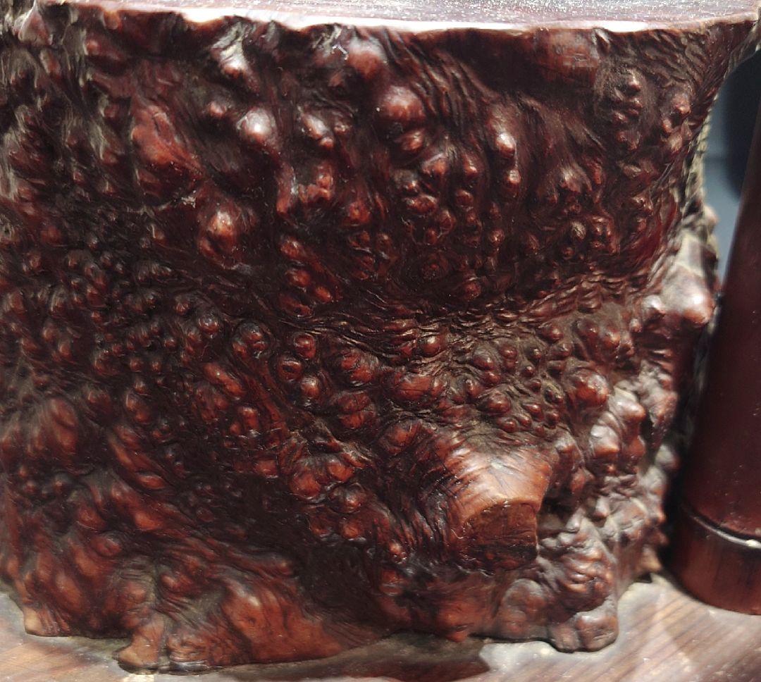 ずっしりとした重厚感 天然木 瘤 切り株 火鉢 木製 レトロ 工芸品 骨董品