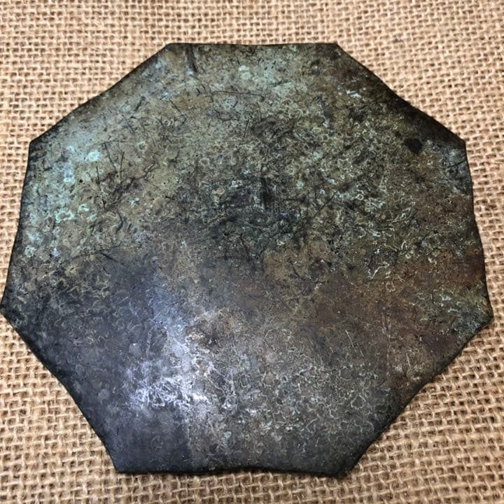 青銅鏡　春秋戦国　瑞花双鳳双鳥　八稜鏡 時代物 遺跡発掘品　古鏡　副葬品