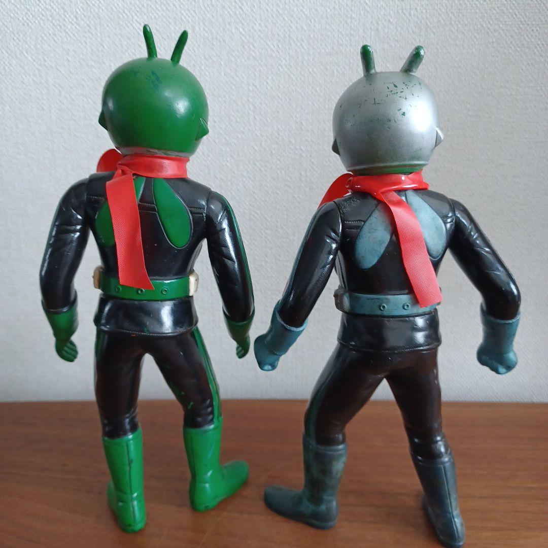 当時もの　旧バンダイ社製　仮面ライダー１号＆２号　希少ソフビフィギュア２体セット