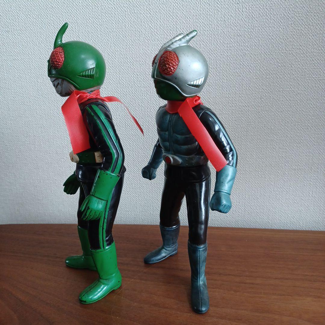 当時もの　旧バンダイ社製　仮面ライダー１号＆２号　希少ソフビフィギュア２体セット