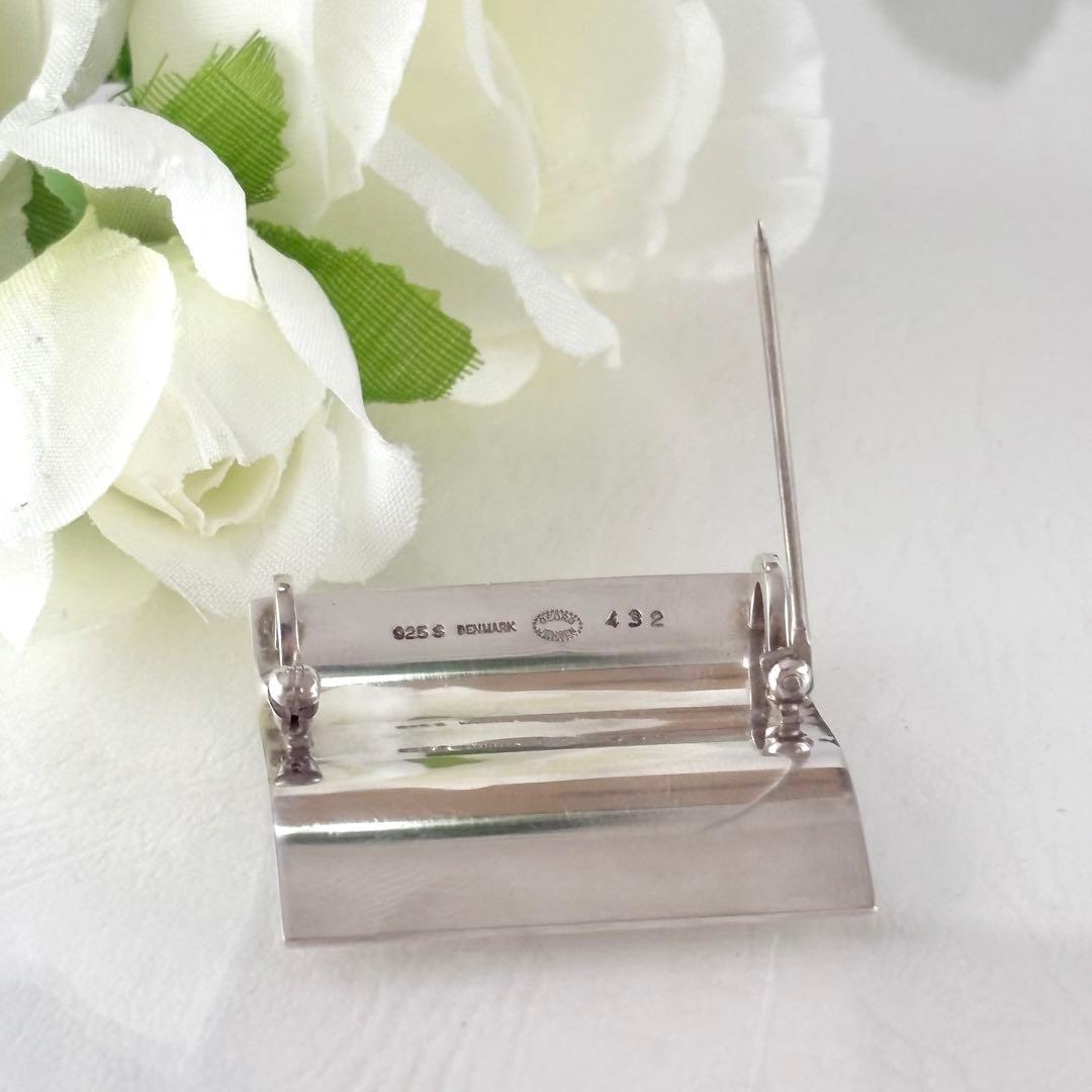 416【ジョージジョンセン】シルバー　ブローチ　トップ　2wayスクエア 432