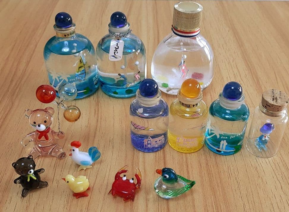 オイルドーム ミニチュアボトル サーフィン スキー ハングライダー ガラス細工