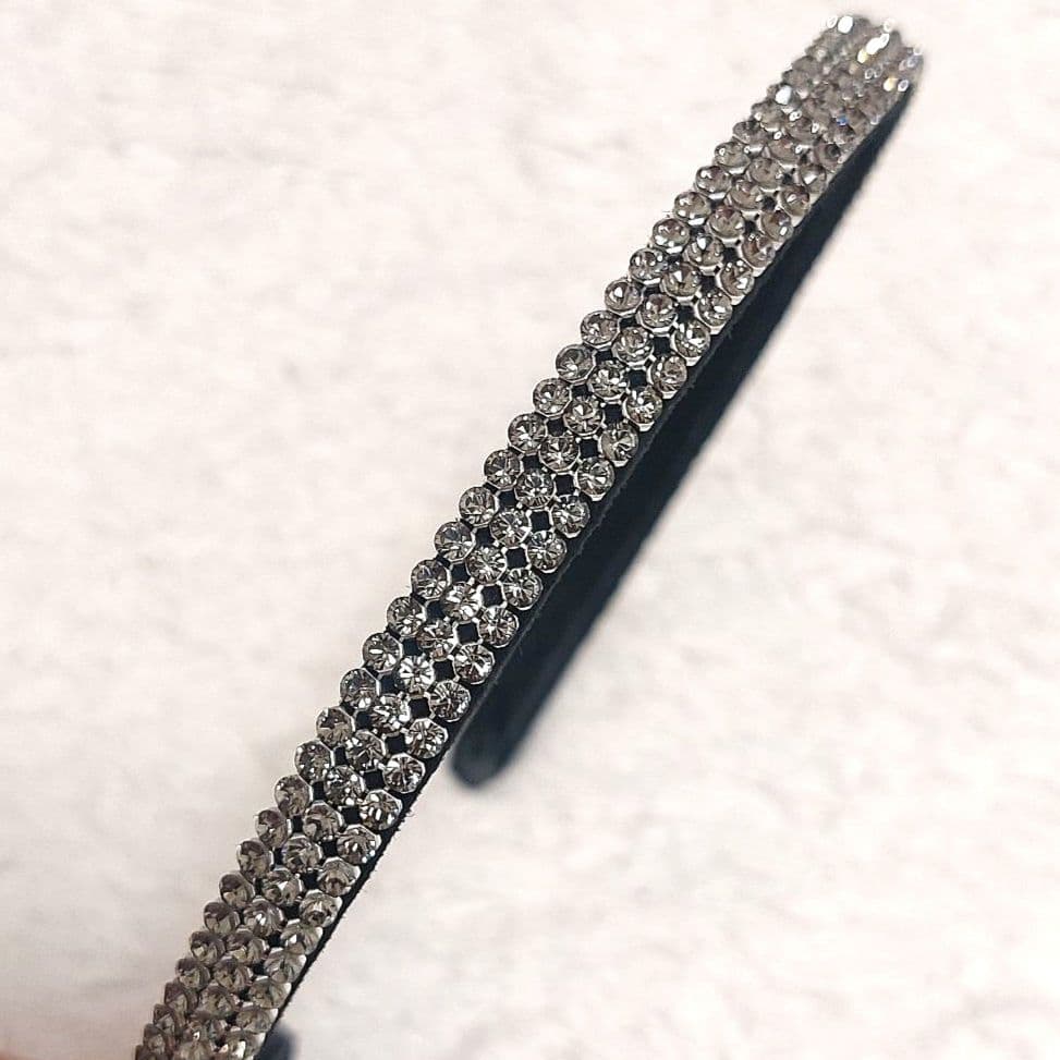 美品 acca 3連 スワロフスキー ラインストーン カチューシャ シルバー黒