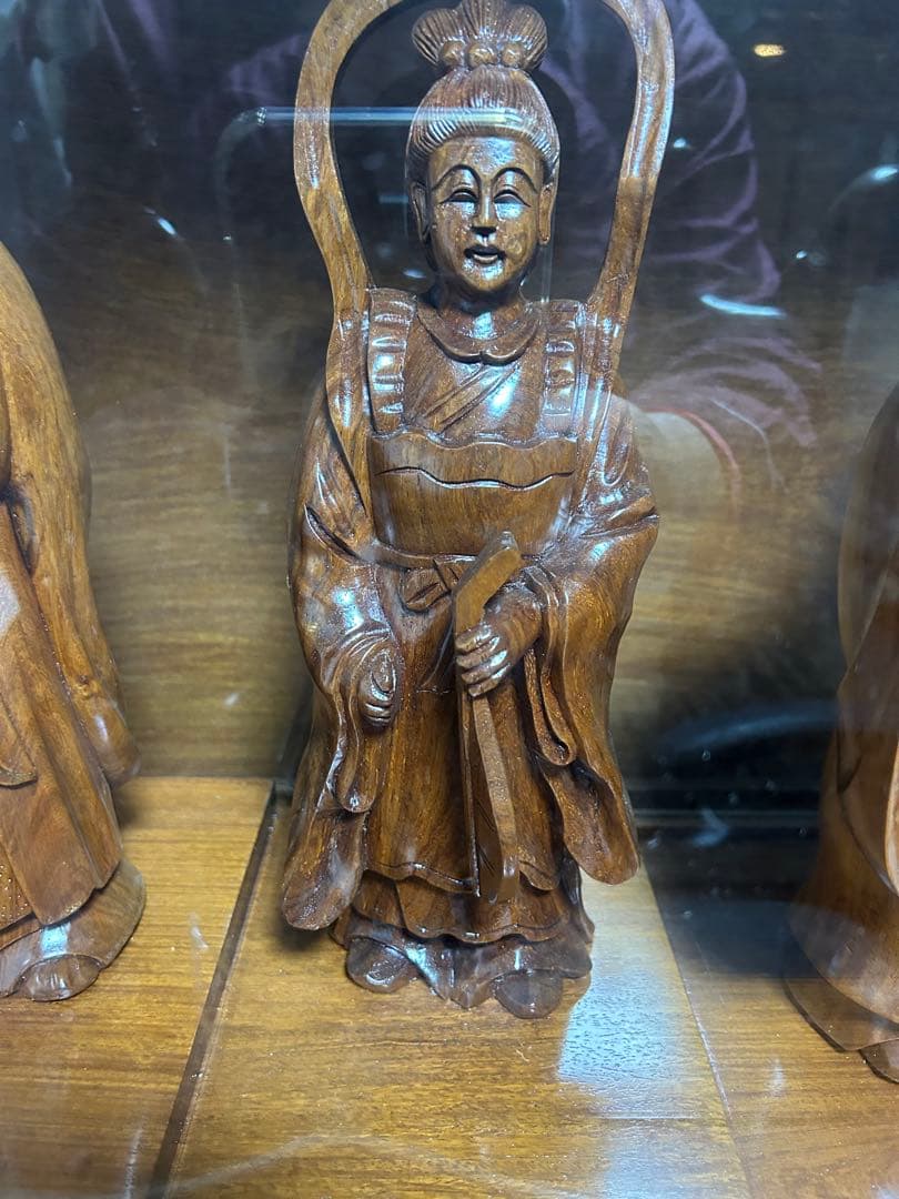 七福神木製彫刻セット ガラスケース付き