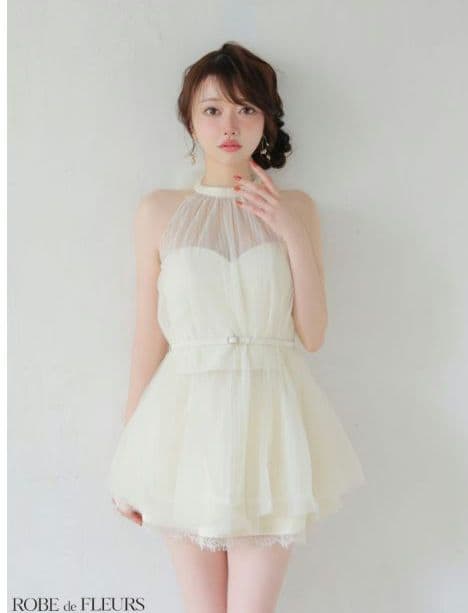 520ROBE de FLEURS ハイネックミニキャバドレス S