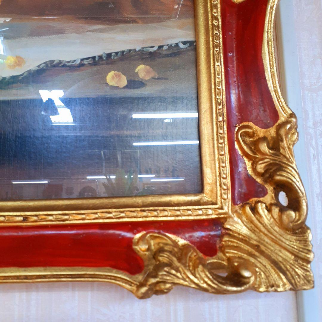 イタリア直輸入　イタリア製　『ミモザ』　ゴールドレッド額絵　前面ガラス張り