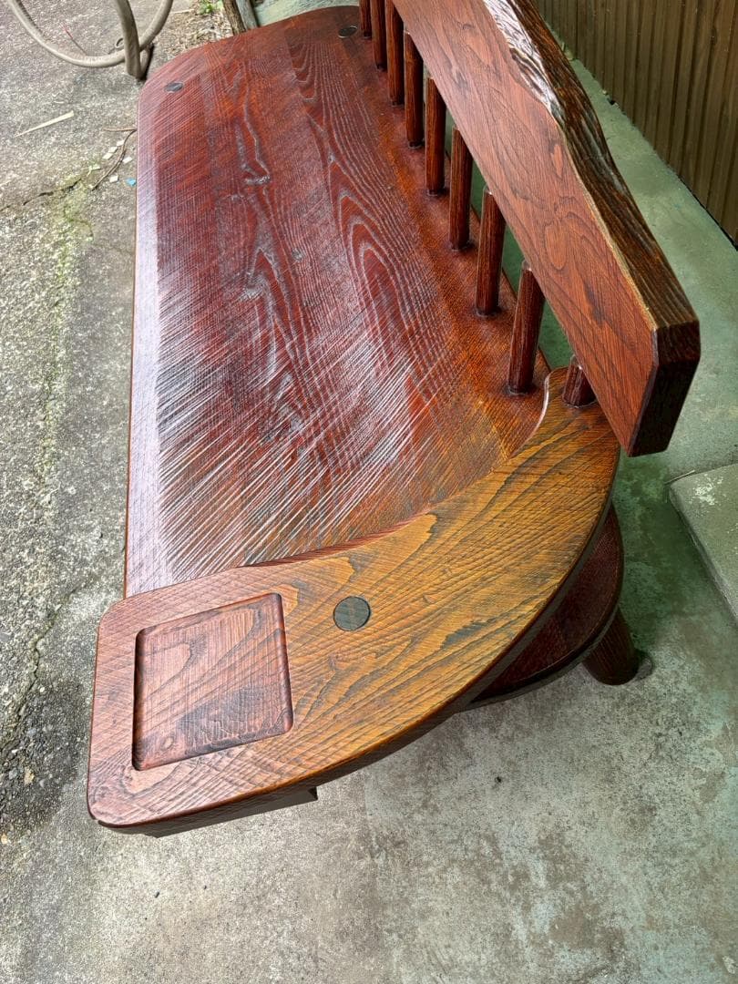 ベンチチェア　工房 我楽堂　無垢材　漆仕上げ　長椅子　民藝　幅190ｃｍ